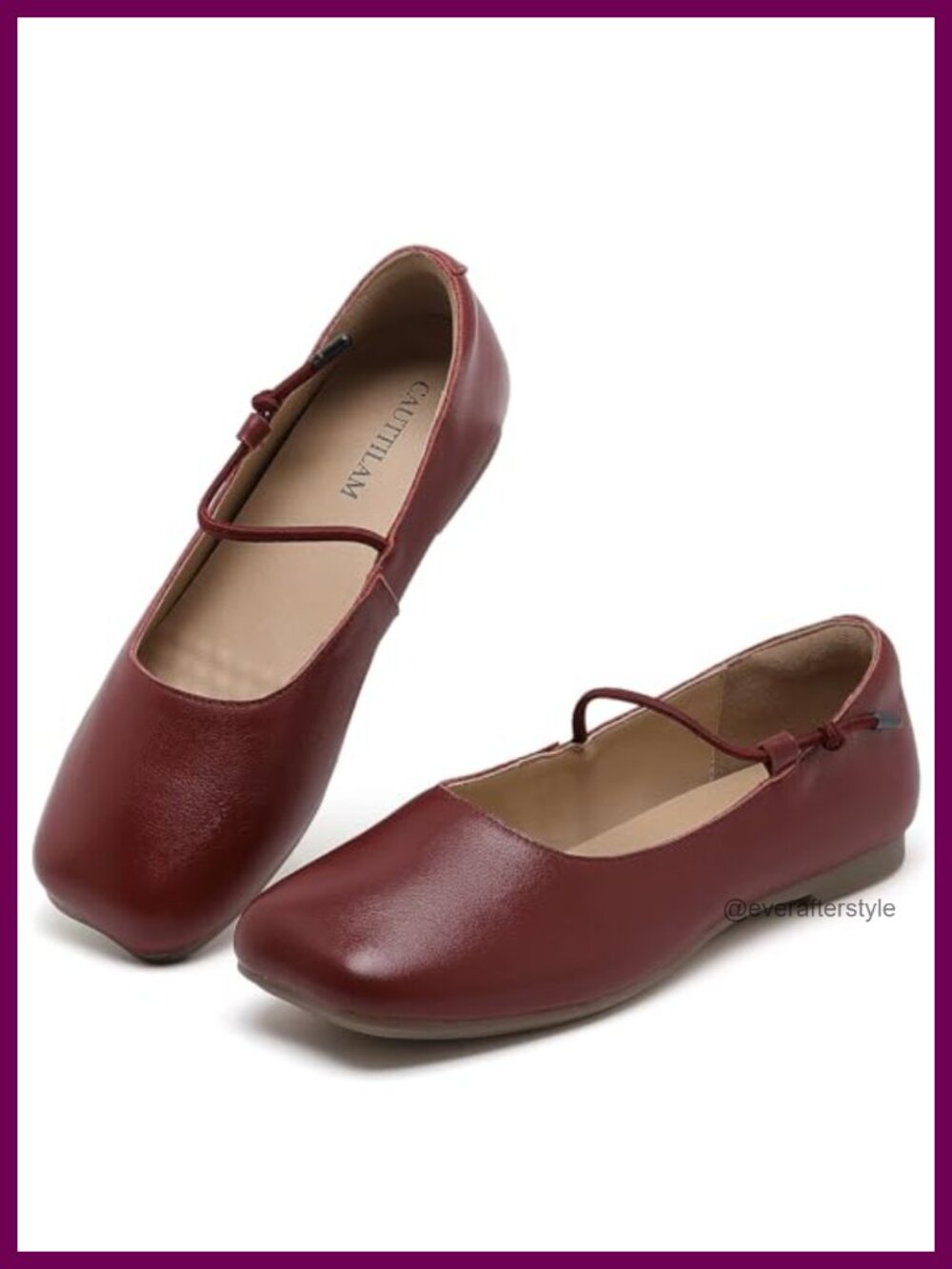 Genuine Leather Ballet Flats Square Toe Mary Jane Slip-On Women's Comfort